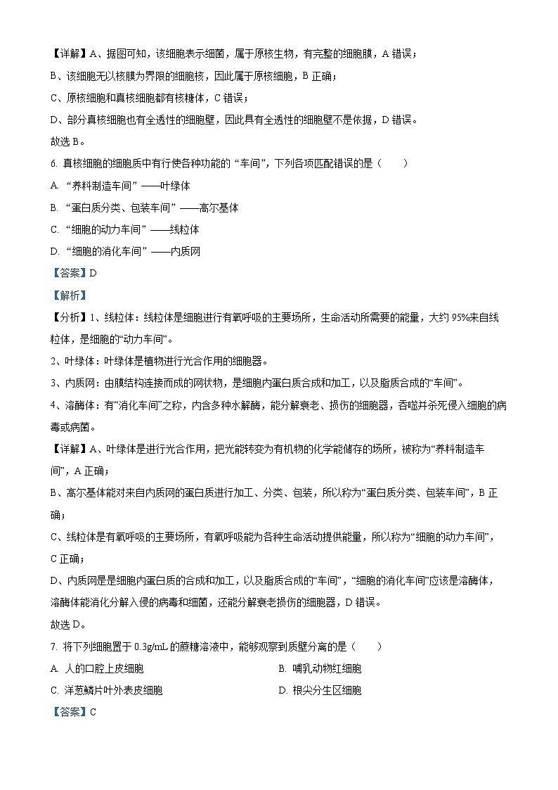 2022-2023学年广东省佛山市高一上学期期末生物试题(解析版)第3页