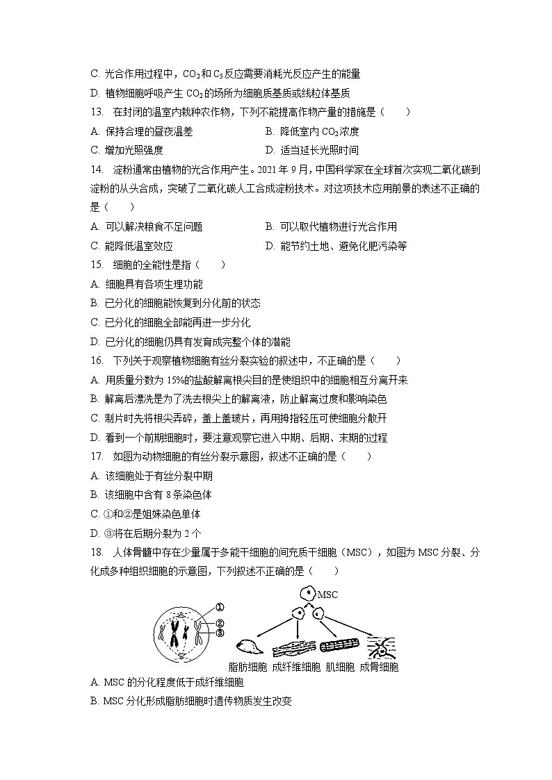 2022-2023学年北京市通州区高一(上)期末生物试卷(含答案解析)第3页