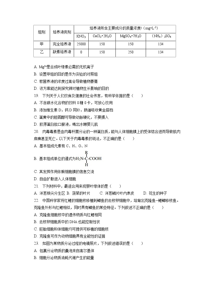 2022-2023学年北京市西城区高一（上）期末生物试卷（含答案解析）03