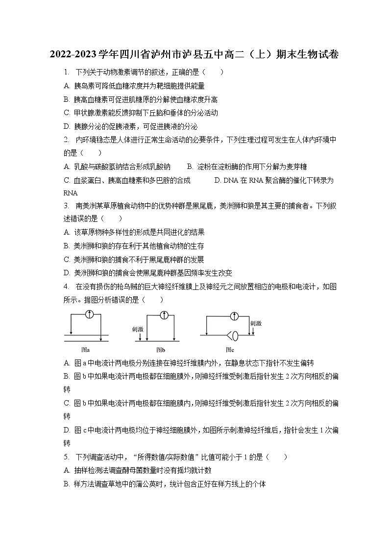 2022-2023学年四川省泸州市泸县五中高二(上)期末生物试卷(含答案解析) (1)01
