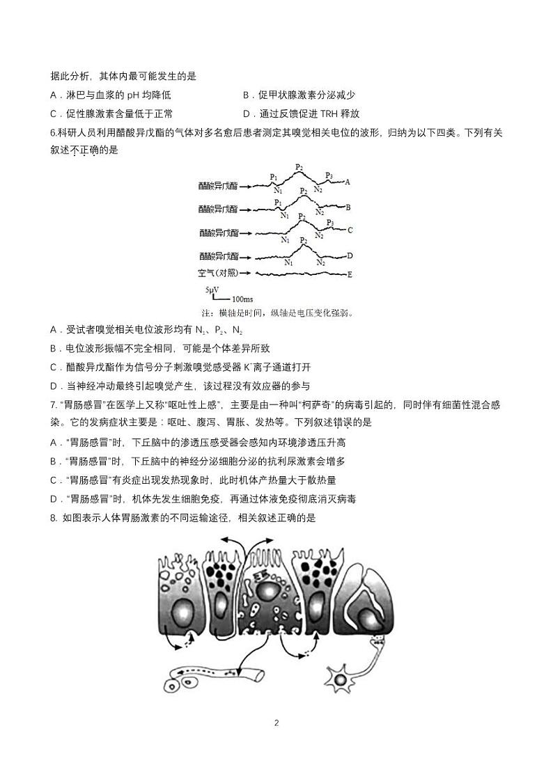 武汉市部分重点中学2022-2023学年度上学期期末考试高二生物试题第2页