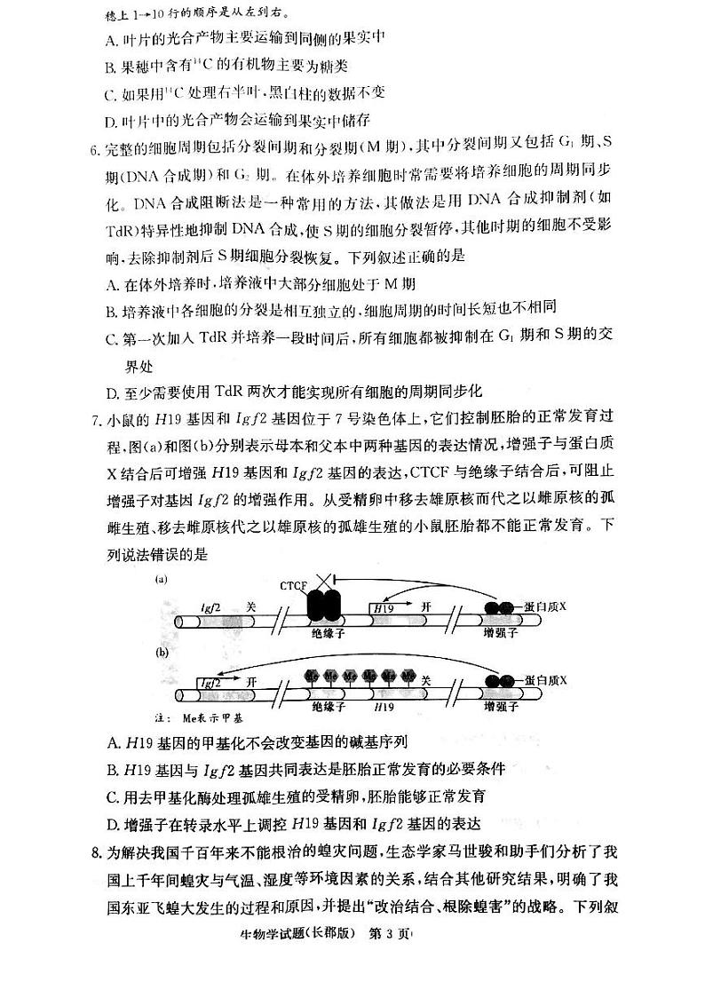 湖南省长沙市长郡中学2022-2023学年高三上学期月考(六)生物试题第3页