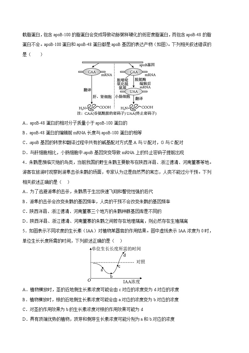 2023年高考第一次模拟考试卷:生物(全国甲卷)(考试版)第2页