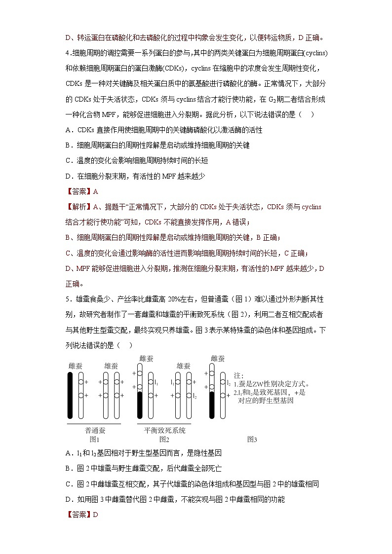 2023年高考第一次模拟考试卷:生物(山东A卷)(全解全析)第3页