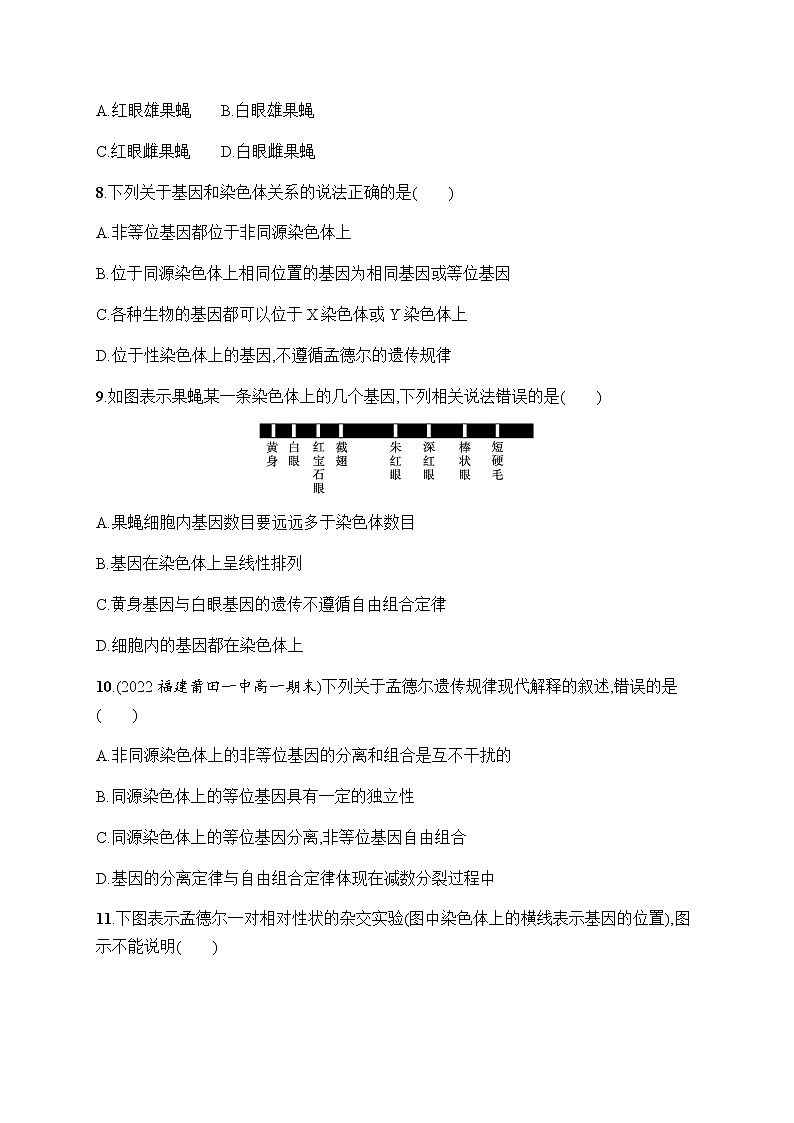 人教版高中生物必修二基因在染色体上作业含答案2第3页