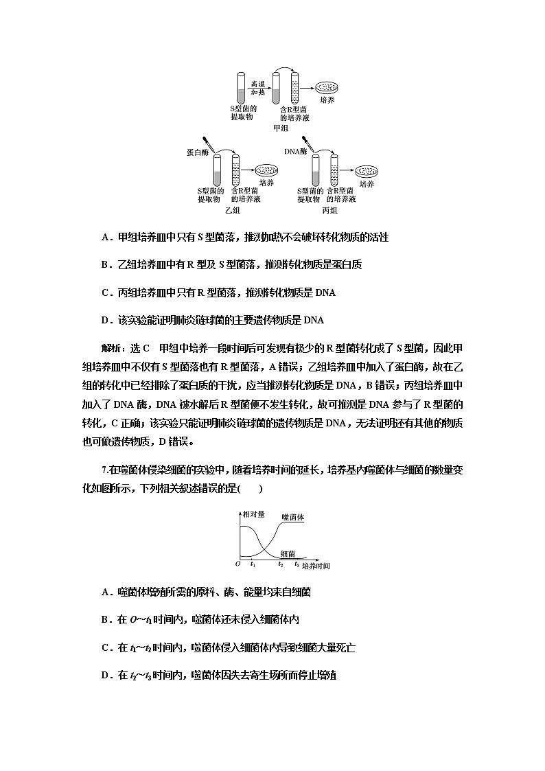 人教版高中生物必修二DNA是主要的遗传物质作业含答案第3页