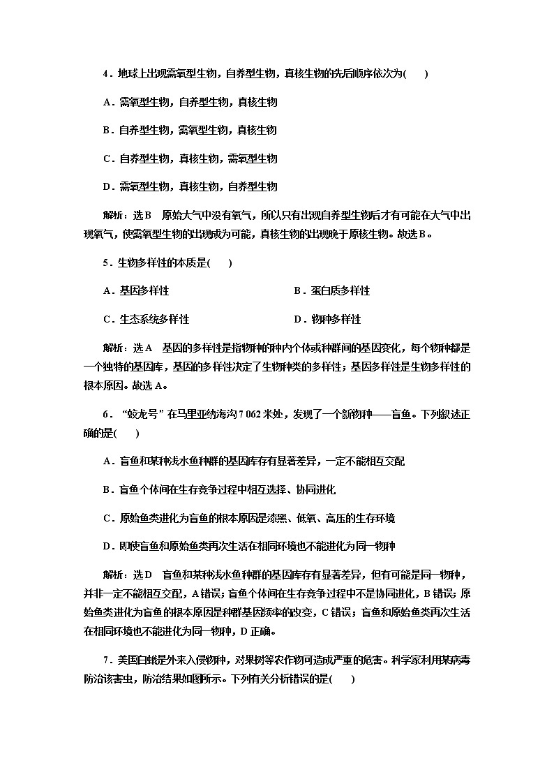 人教版高中生物必修二協(xié)同進(jìn)化與生物多樣性的形成作業(yè)含答案4第2頁