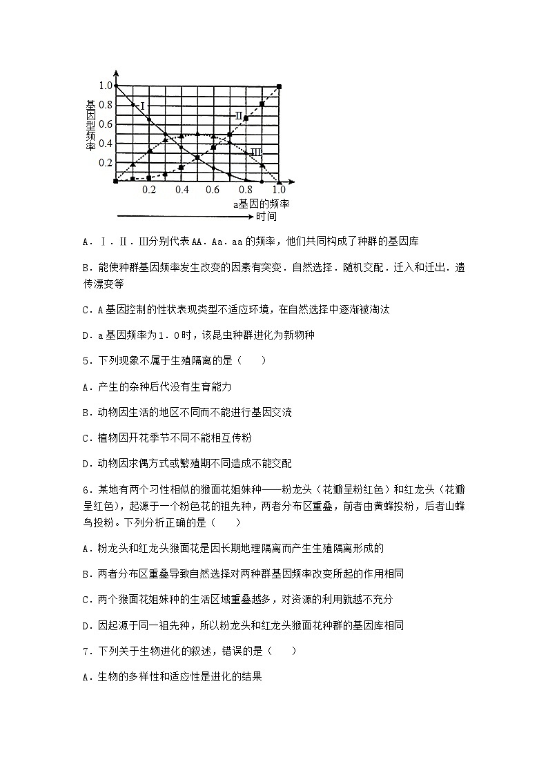 人教版高中生物必修2一种群基因组成的变化随堂作业含答案202