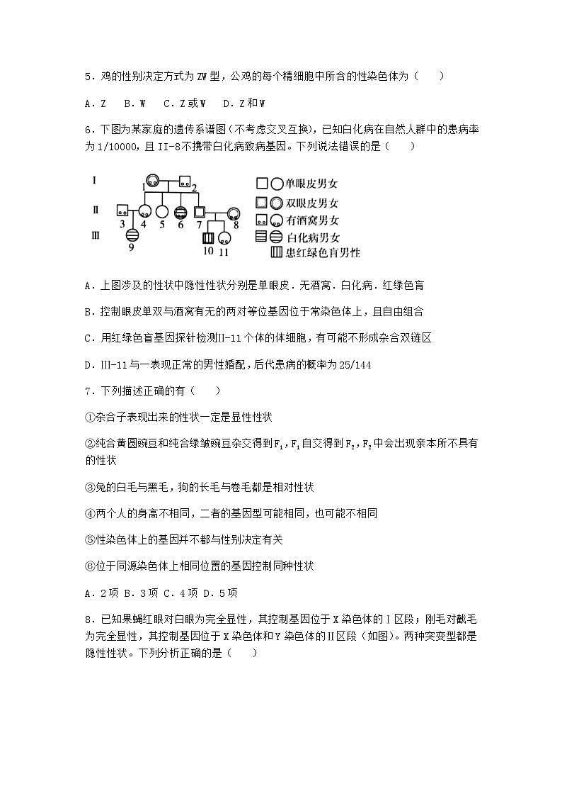 人教版高中生物必修2第3节伴性遗传优质作业含答案3第2页