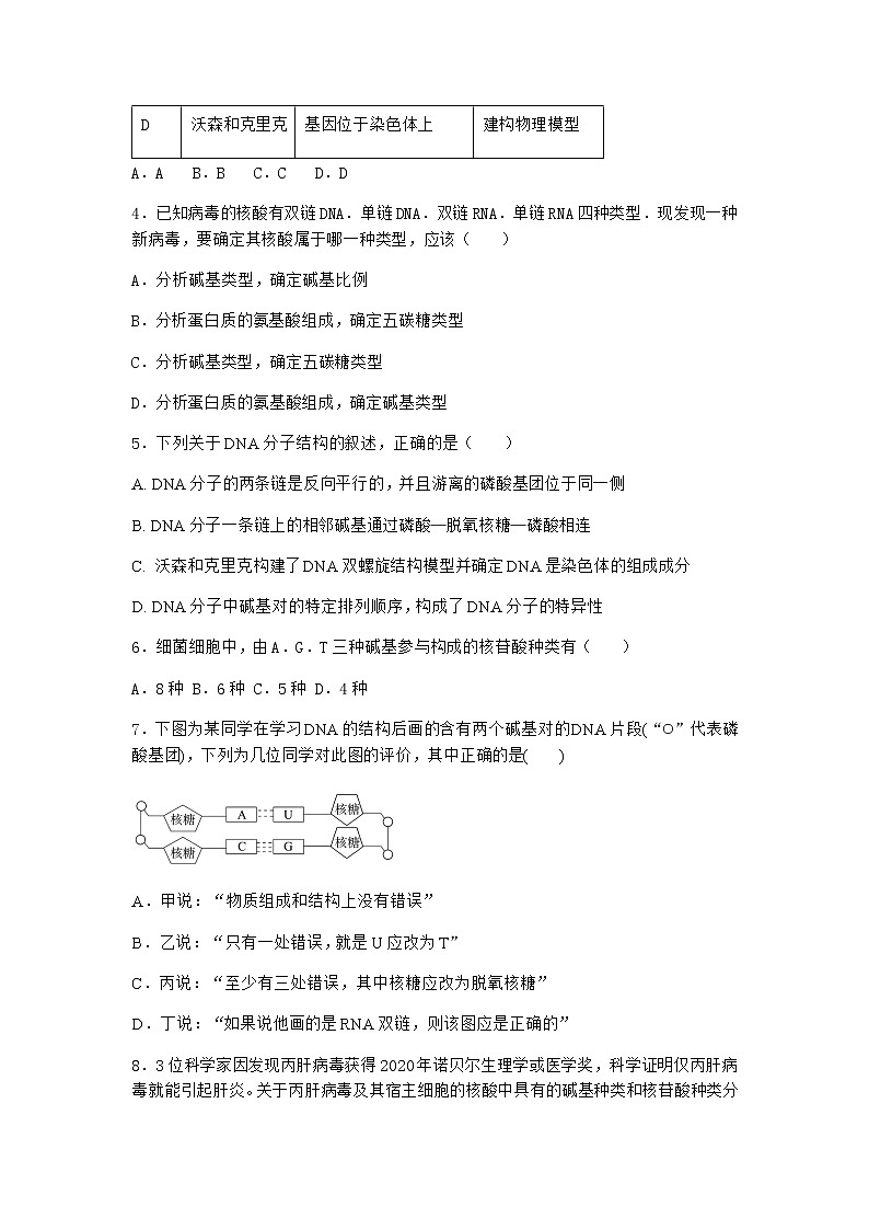 人教版高中生物必修2第2节DNA的结构优选作业含答案第2页