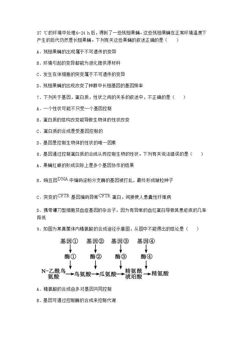 人教版高中生物必修2第2节基因表达与性状的关系优选作业含答案3第3页