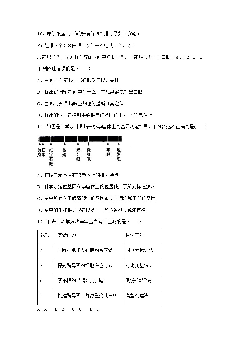 人教版高中生物必修2第2节基因在染色体上课时作业含答案1第3页