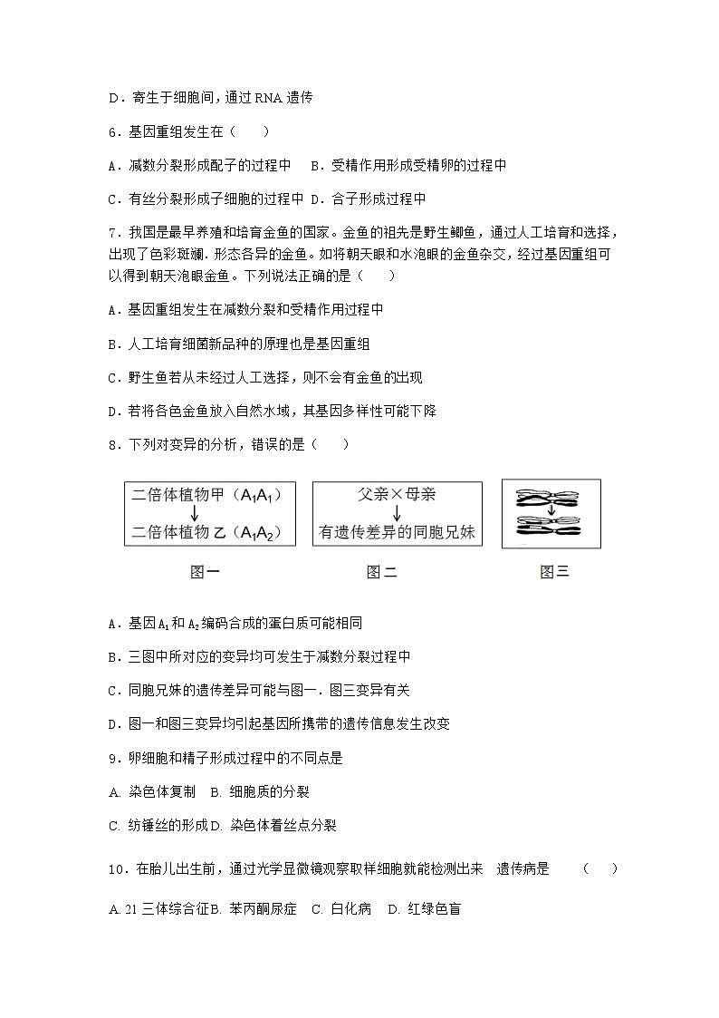 人教版高中生物必修2第1节基因突变和基因重组课时作业含答案2第3页