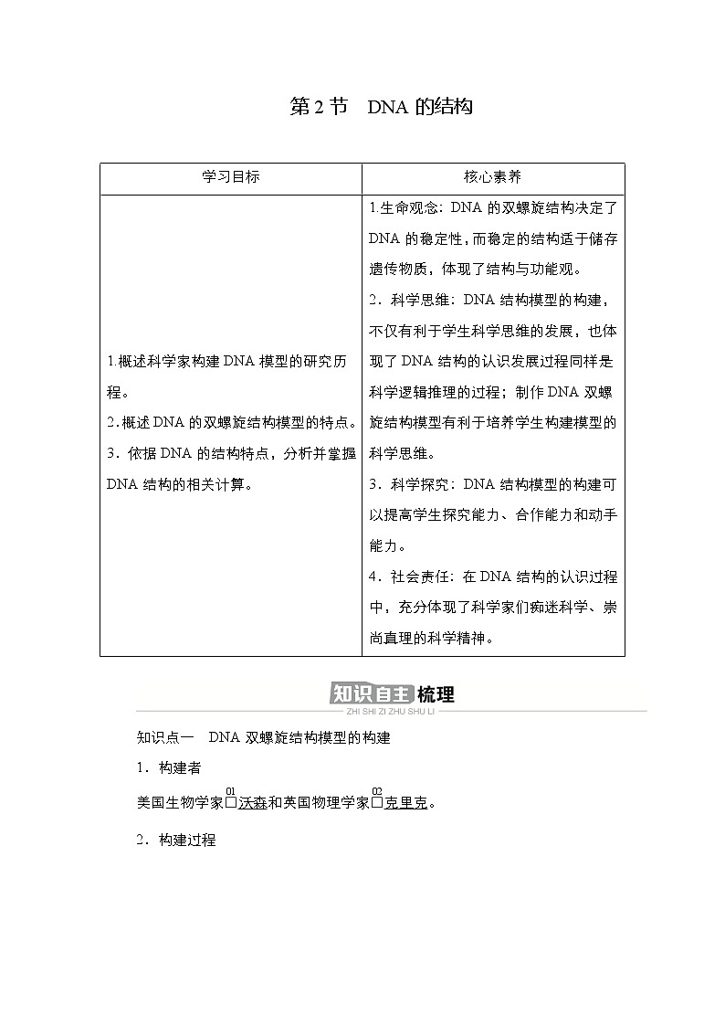 人教版高中生物必修二DNA的结构学案01