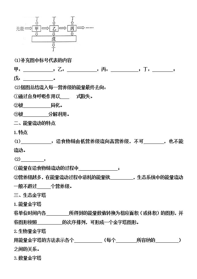 人教版(2019)高中生物选择性必修二3-2生态系统的能量流动(一)学案第2页