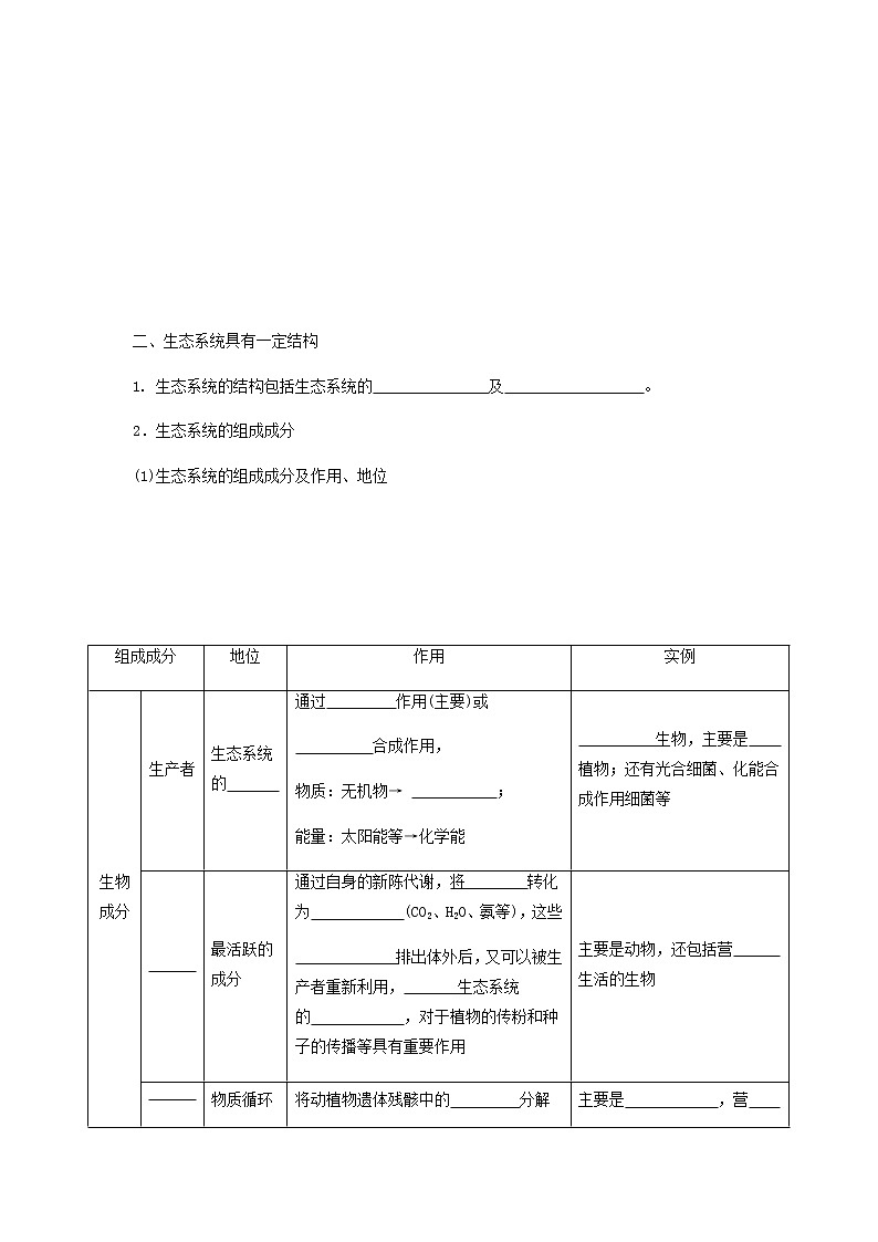 人教版(2019)高中生物选择性必修二3-1生态系统的结构学案7第2页