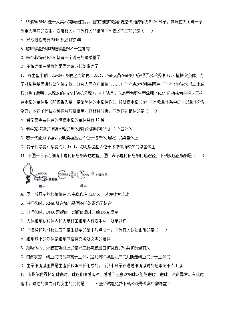 2023湖北省荆荆宜仙高三下学期2月联考试题生物含答案第3页