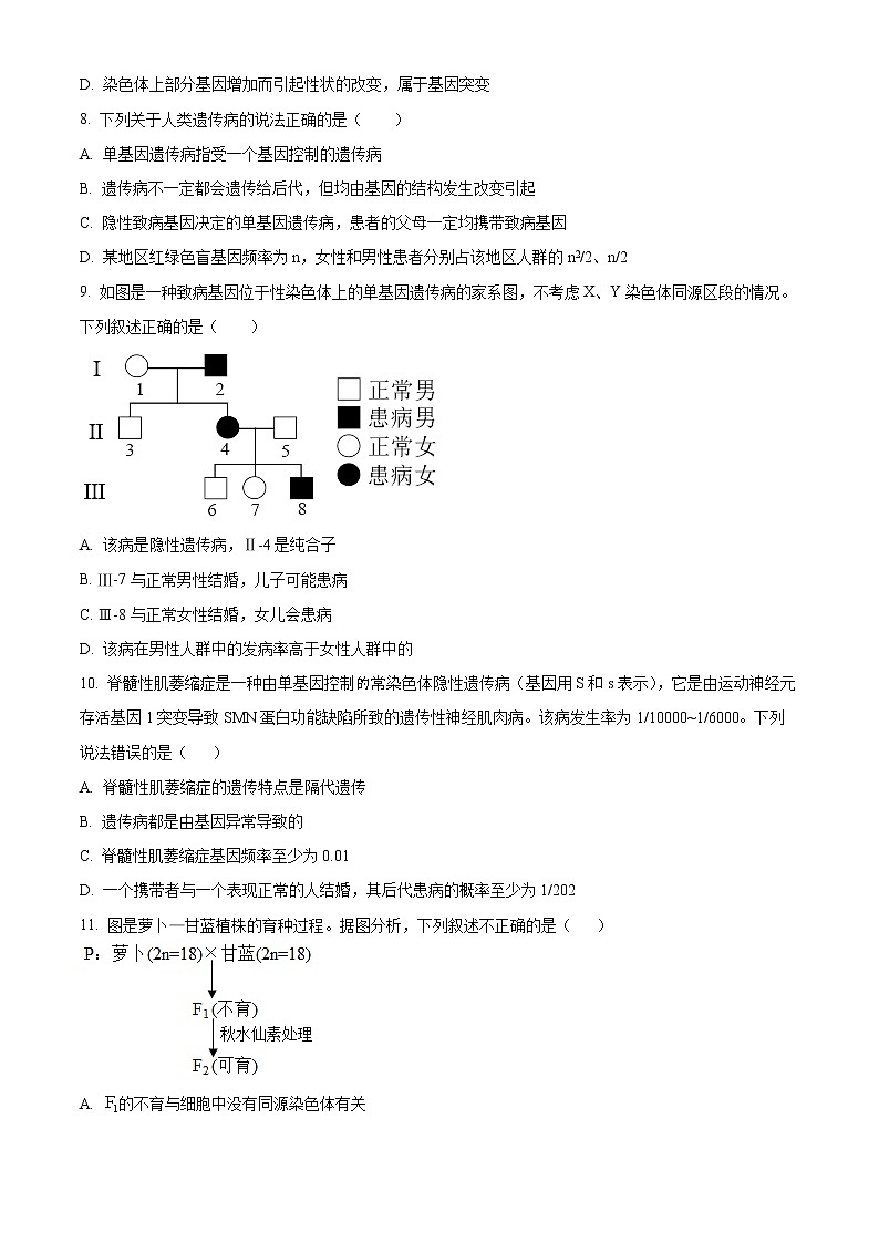 2023眉山仁寿一中校南校区高二上学期期中考试生物试题含解析03