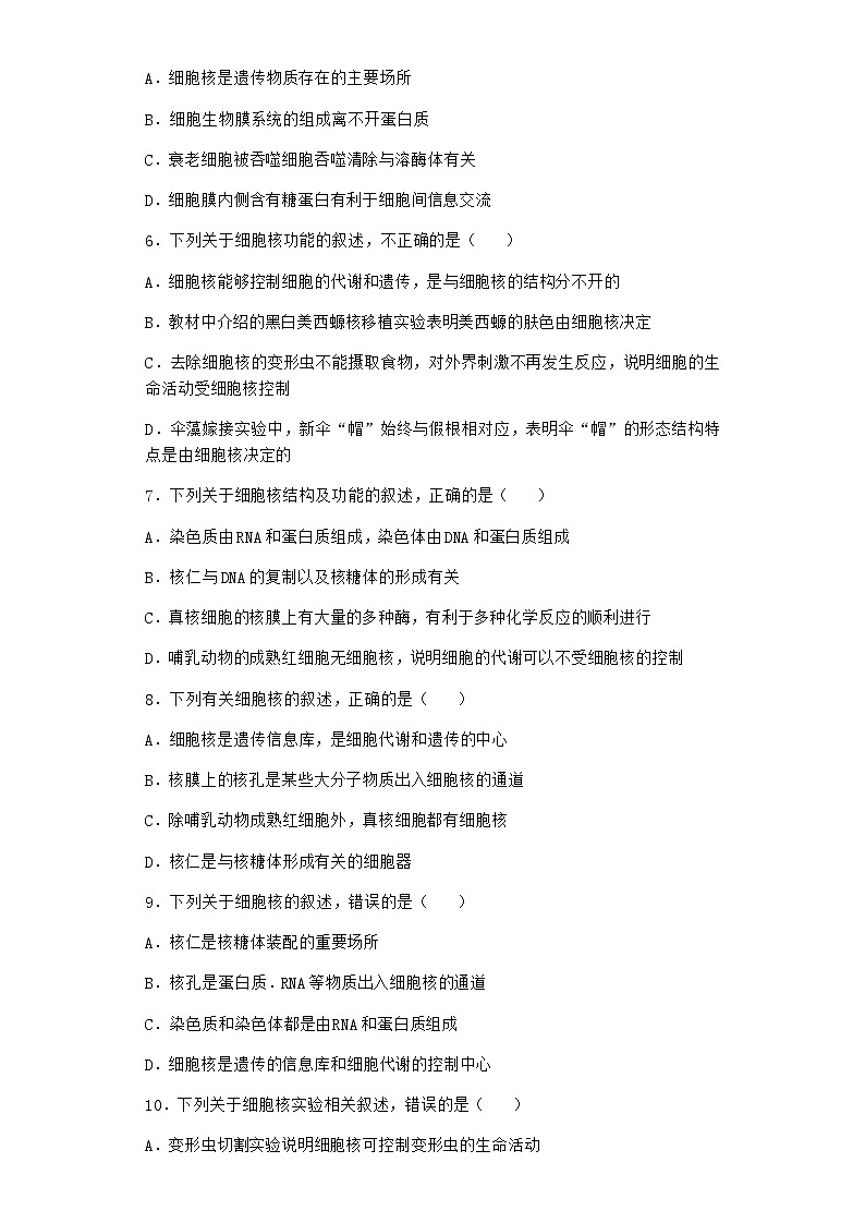 沪教版高中生物必修1第三节遗传信息主要储存在细胞核中优质作业含答案02