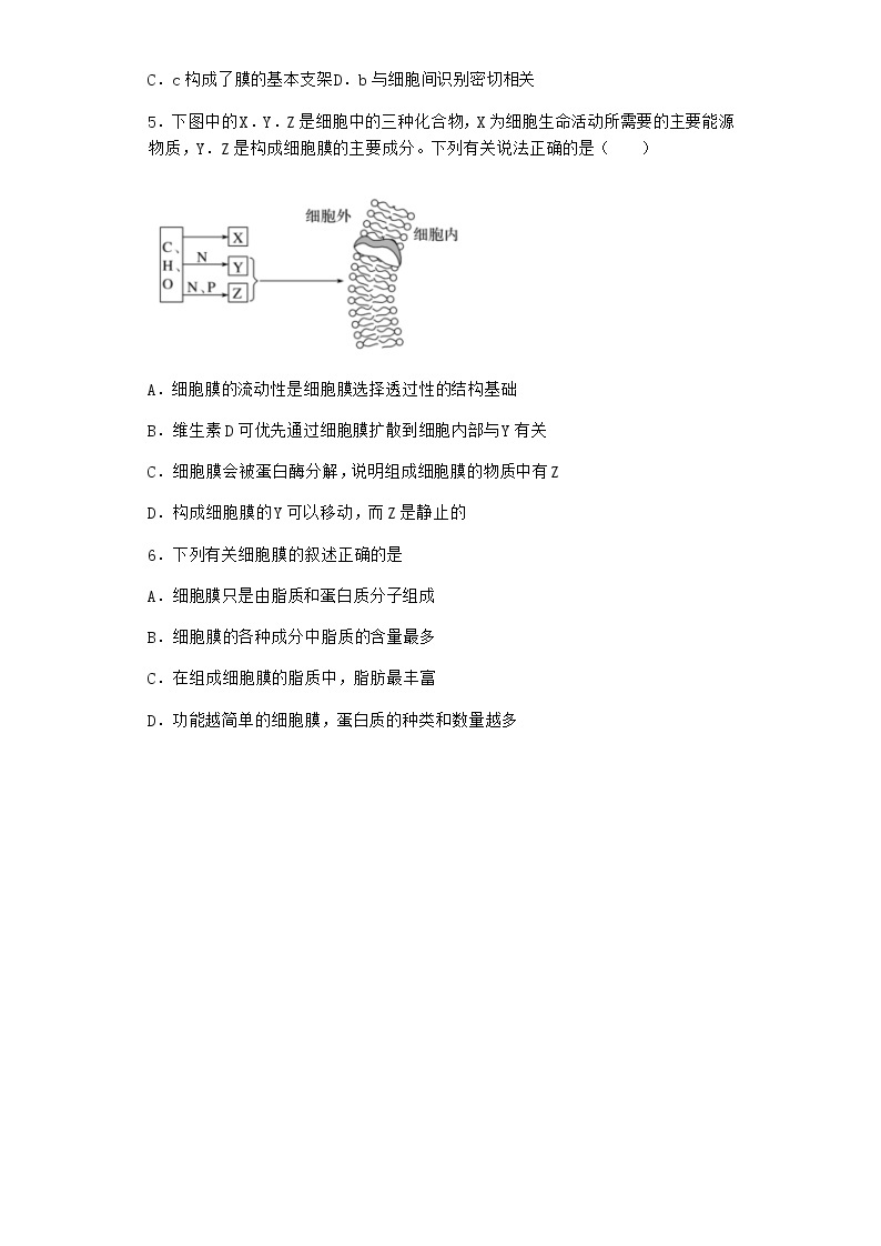 沪教版高中生物必修1第一节细胞由都由质膜包裹作业含答案102