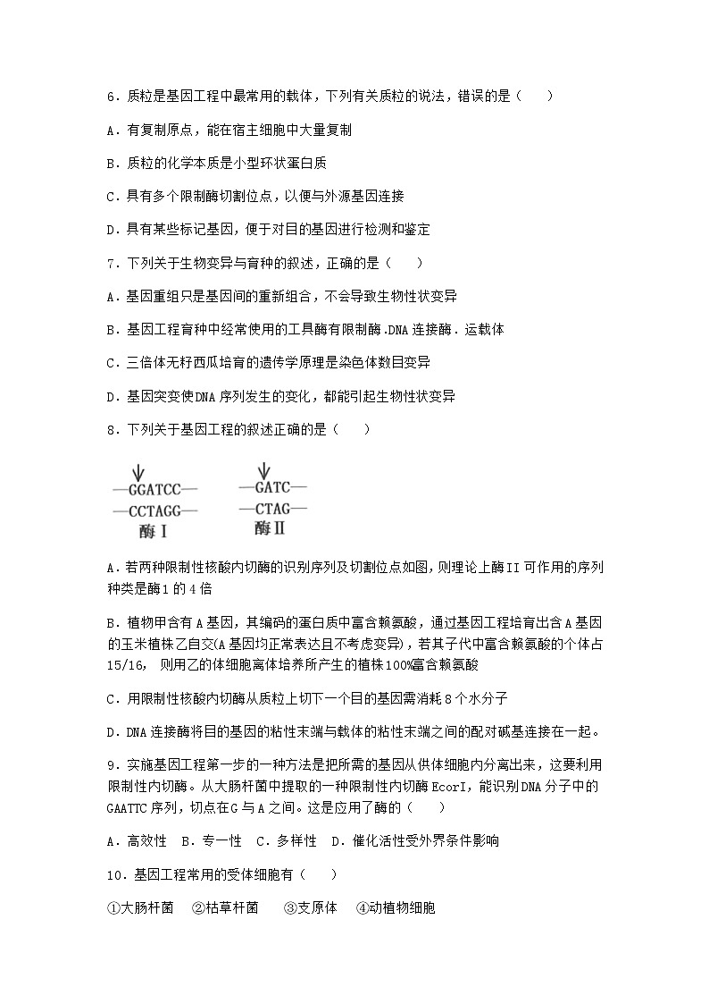 沪教版高中生物选择性必修3生物科学与技术的发展催生了基因工程作业含答案602