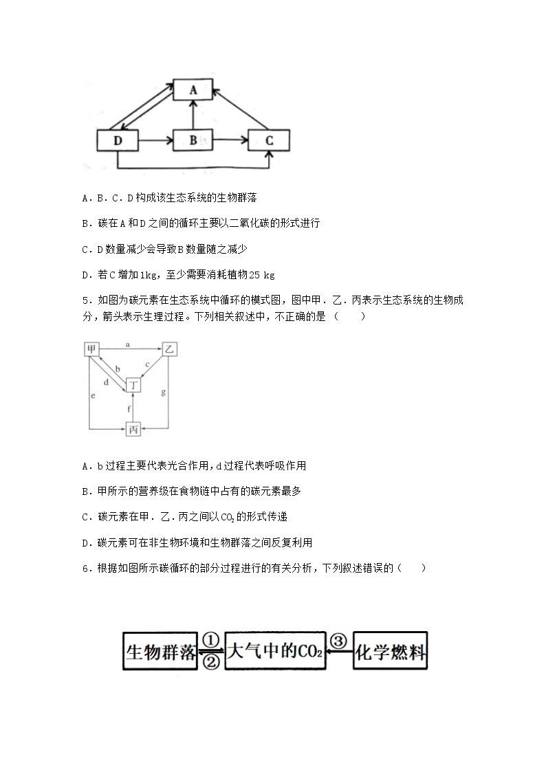 北师大版高中生物选择性必修2第三节生态系统的物质循环课堂作业含答案02