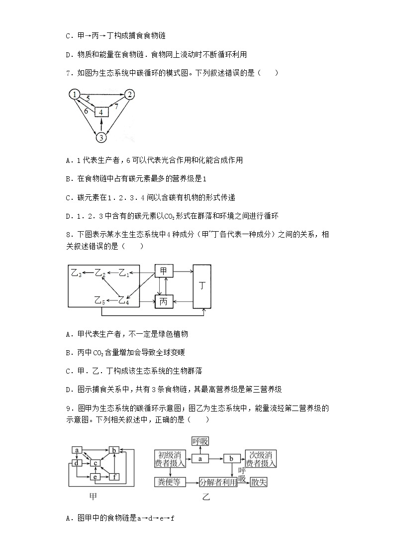 北师大版高中生物选择性必修2第三节生态系统的物质循环优质作业含答案203