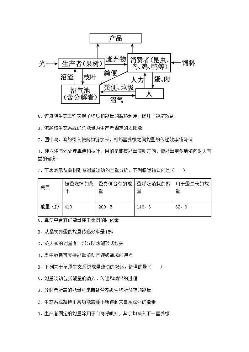 北师大版高中生物选择性必修2第二节生态系统的能量流动作业含答案1第3页