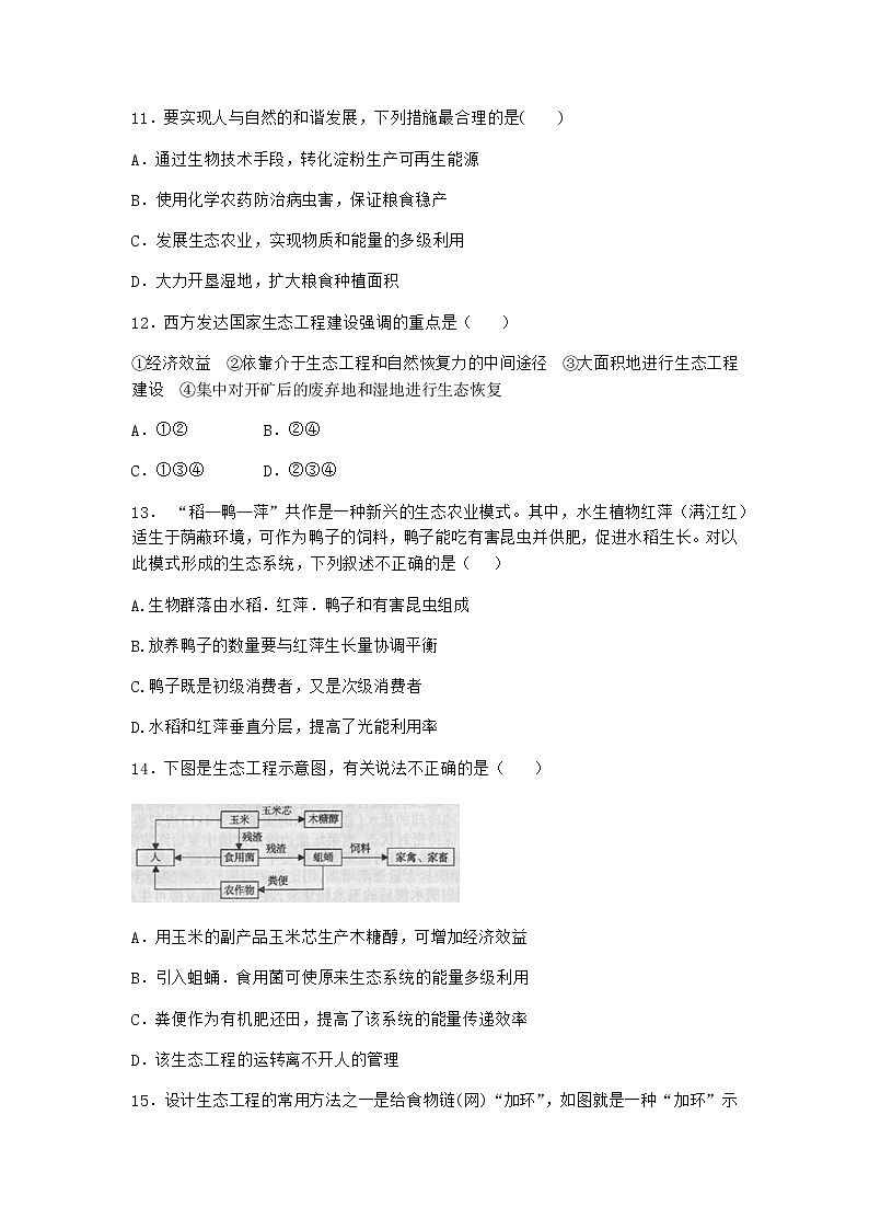 北师大版高中生物选择性必修2第四节生态工程在环境保护中的应用作业含答案2第3页