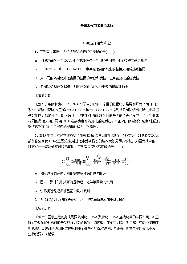2023届高考生物二轮复习基因工程与蛋白质工程作业含答案第1页