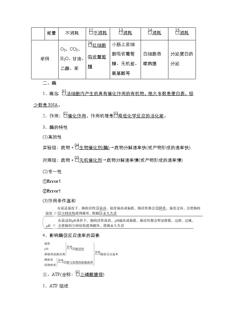 人教版高中生物选择性必修三回归教材细胞的代谢学案第2页