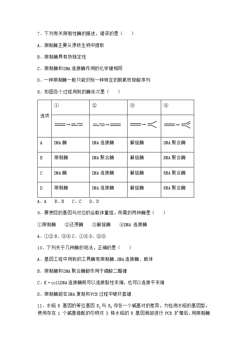 北师大版高中生物选择性必修3第一节基因工程的原理课时作业含答案103