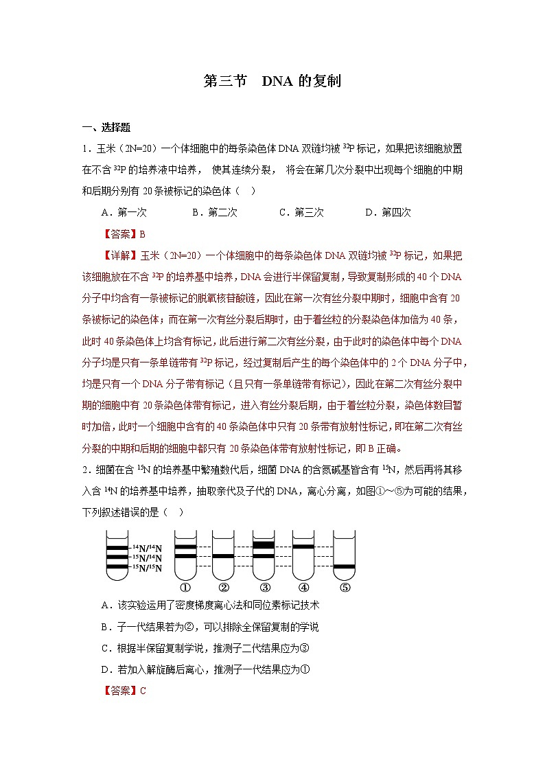 第三节 DNA的复制(解析版)第1页