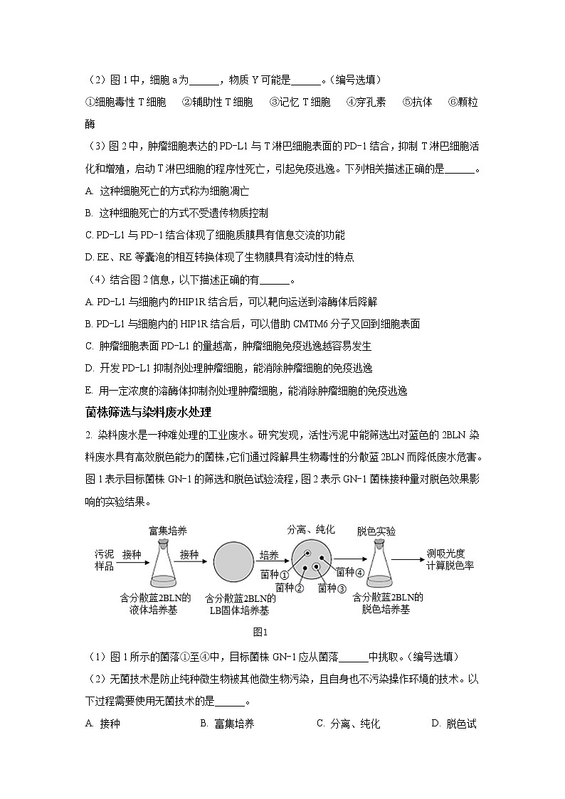 2022-2023学年上海市闵行区高三上学期一模试题(1月)生物含解析02