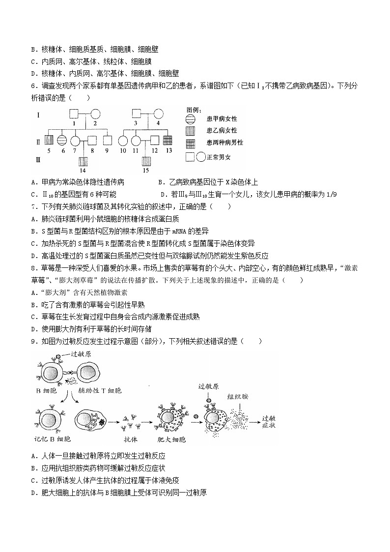 2023实验中学、东北育才学校、鞍山一中、大连八中、大连二十四中五校高三上学期期末联考生物试题含答案第2页