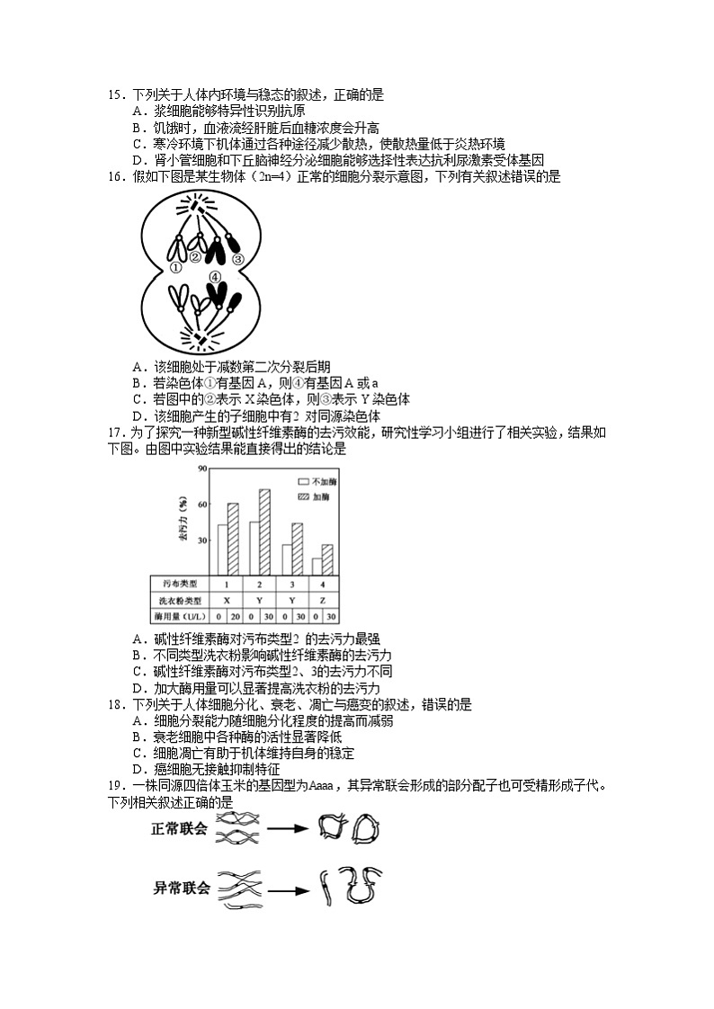 2017年江苏高考生物试卷及答案第3页
