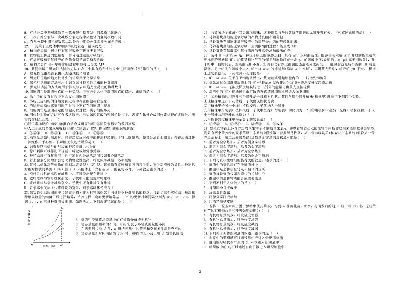 黑龙江省大庆市大庆中学2022-2023学年一模适应性考试生物试题 PDF版无答案第2页