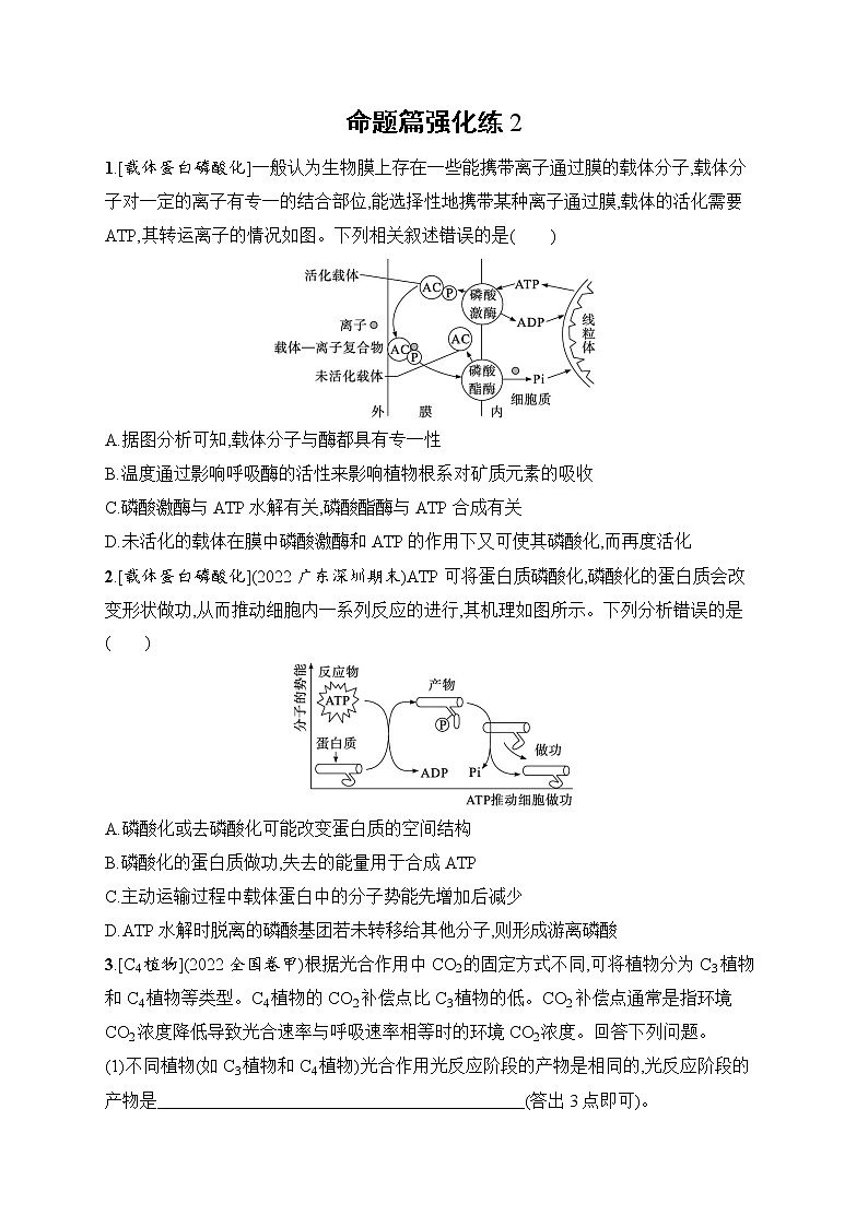 2023届高考二轮总复习试题 生物(适用于老高考新教材) 专题2 细胞代谢 命题篇强化练2 Word版含解析第1页