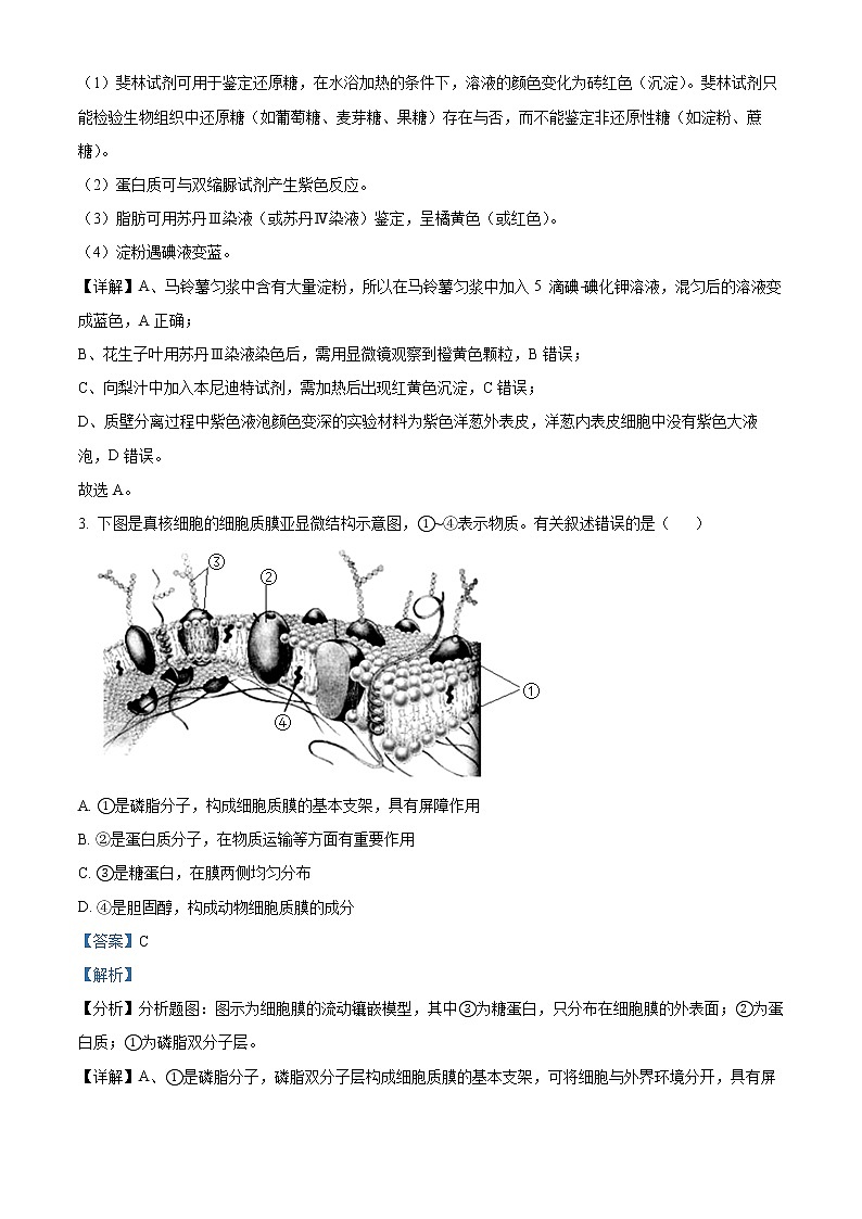 浙江省舟山市舟山中学2021-2022学年高三3月月考生物试题含解析第2页