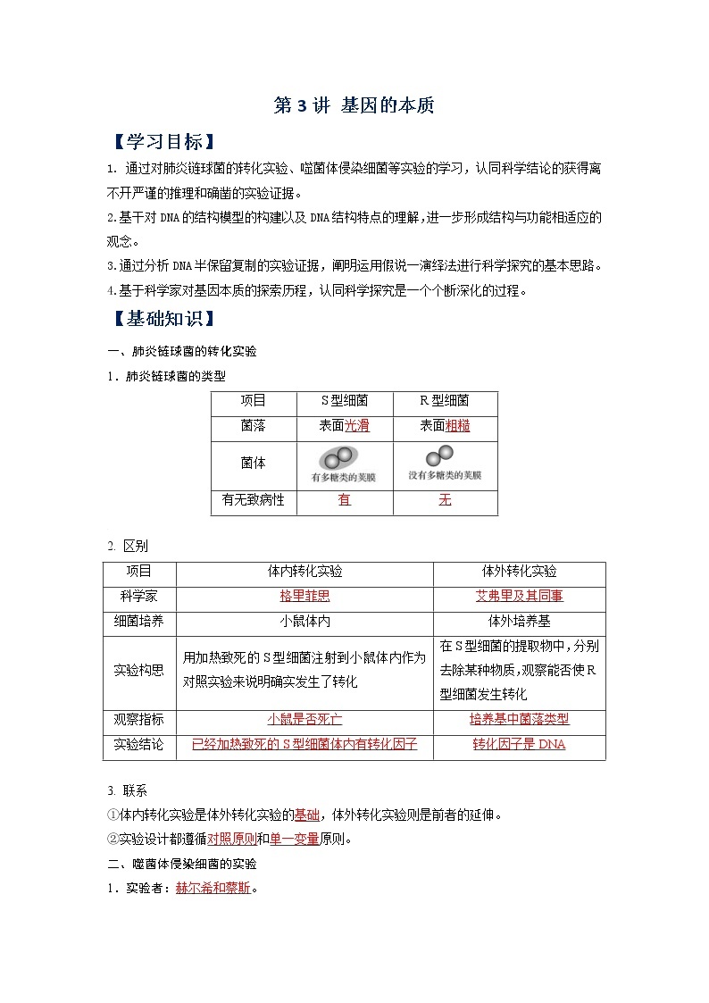 (寒假班)人教版高中生物必修二同步讲义第03讲 基因的本质-（含详解）01