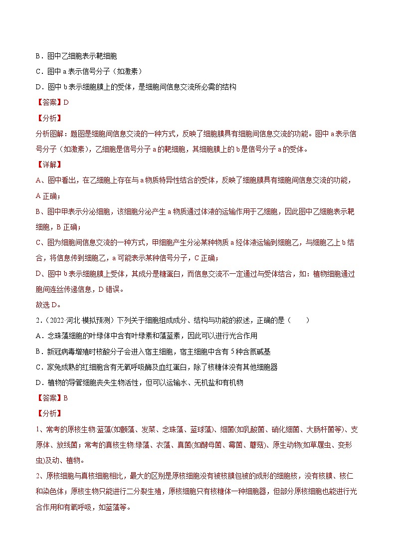 02 细胞的结构与功能(分层训练)(教师版)第2页