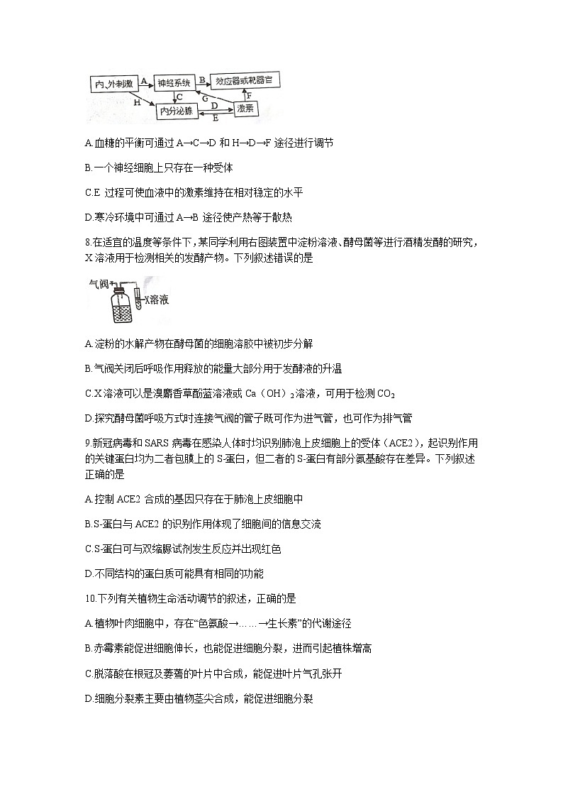 2022-2023学年浙江省温州中学十校联盟高三下学期第三次联考(月考)试题生物Word版含答案第3页
