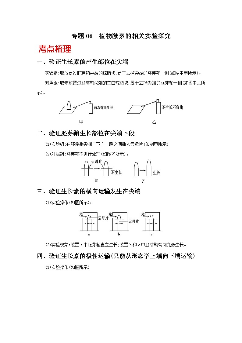 高中生物高考专题06 植物激素的相关实验探究-备战2021年高考生物核心考点透析(解析版)第1页