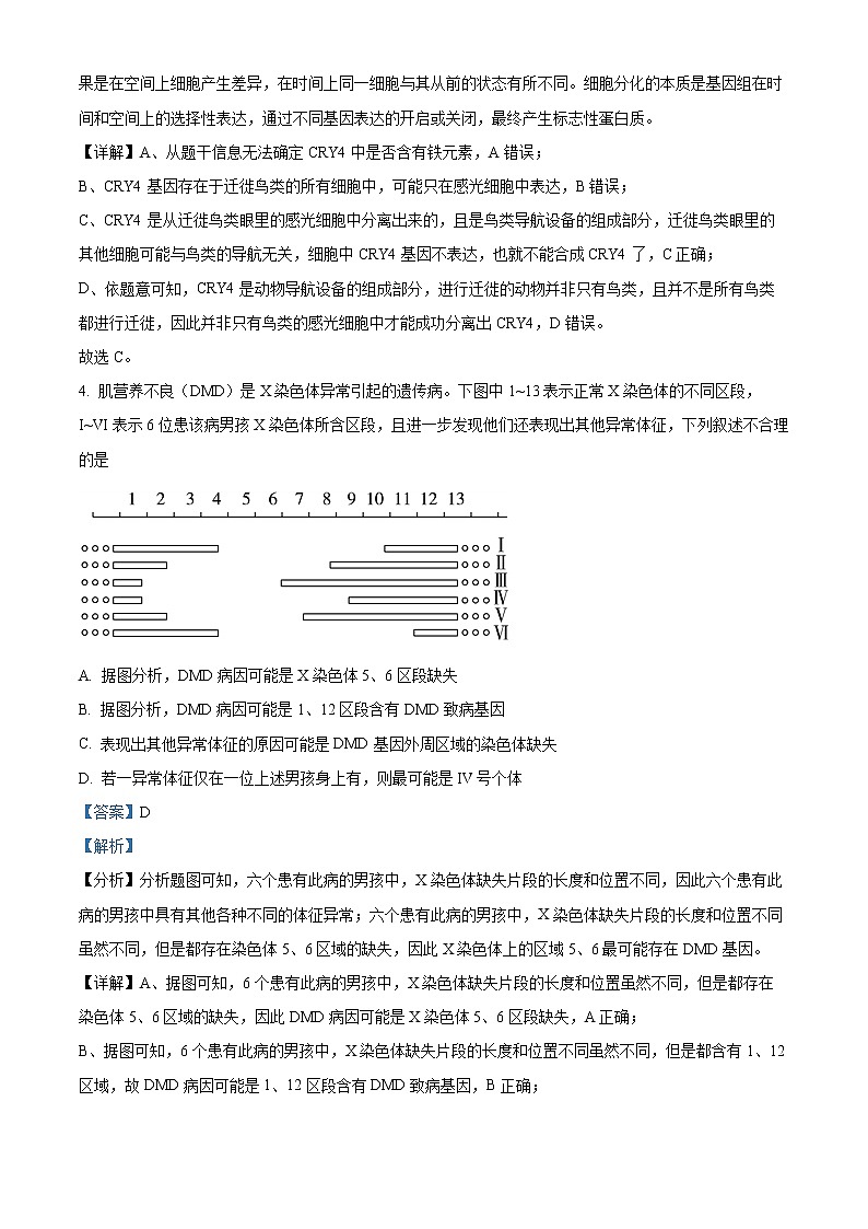 天津市南开区2021-2022学年高三上学期期末生物试题含解析第3页