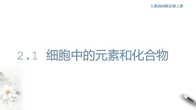 高中生物第一册 2 1 细胞中的元素和化合物 课件第1页