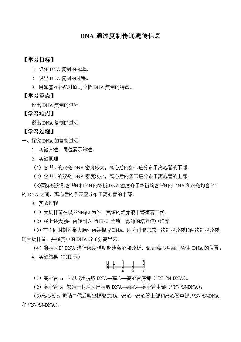 (学案)DNA通过复制传递遗传信息第1页