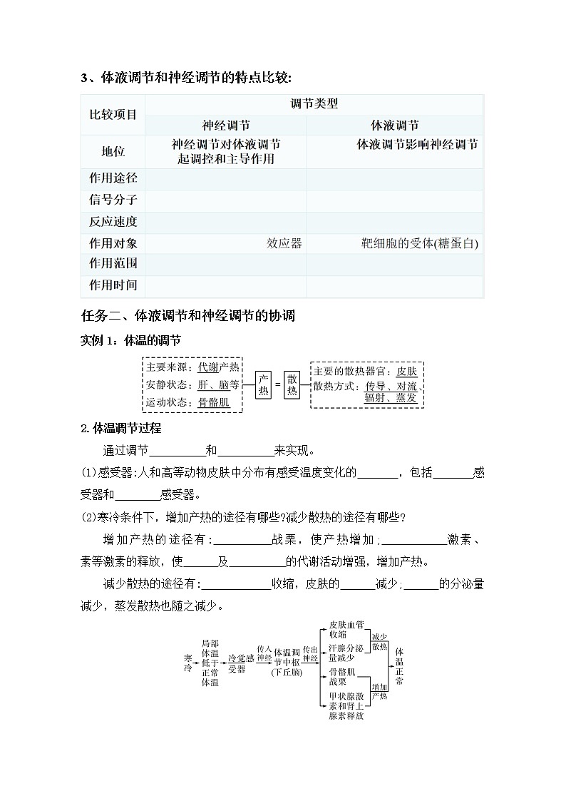 3.3 体液调节与神经调节的关系 导学案 人教版(2019)高中生物选择性必修1第2页