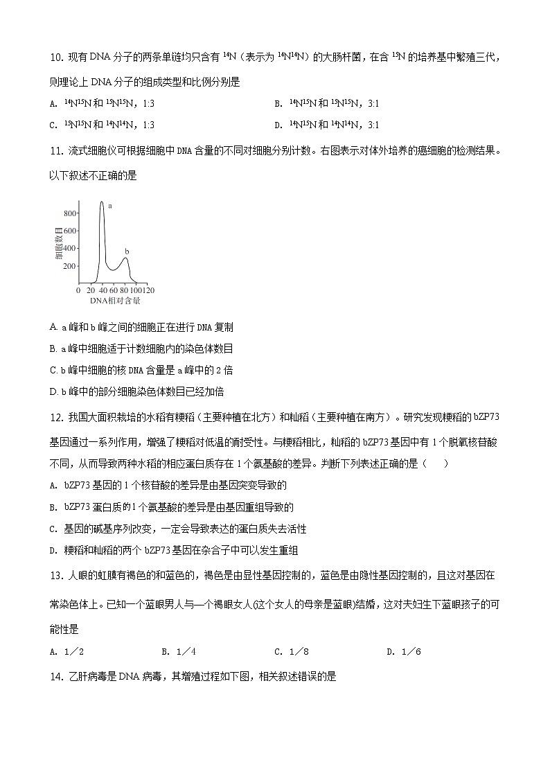 高中生物第二册 精品解析 北京延庆区一中2019-2020学年高一下学期期末生物试题(无答案)03