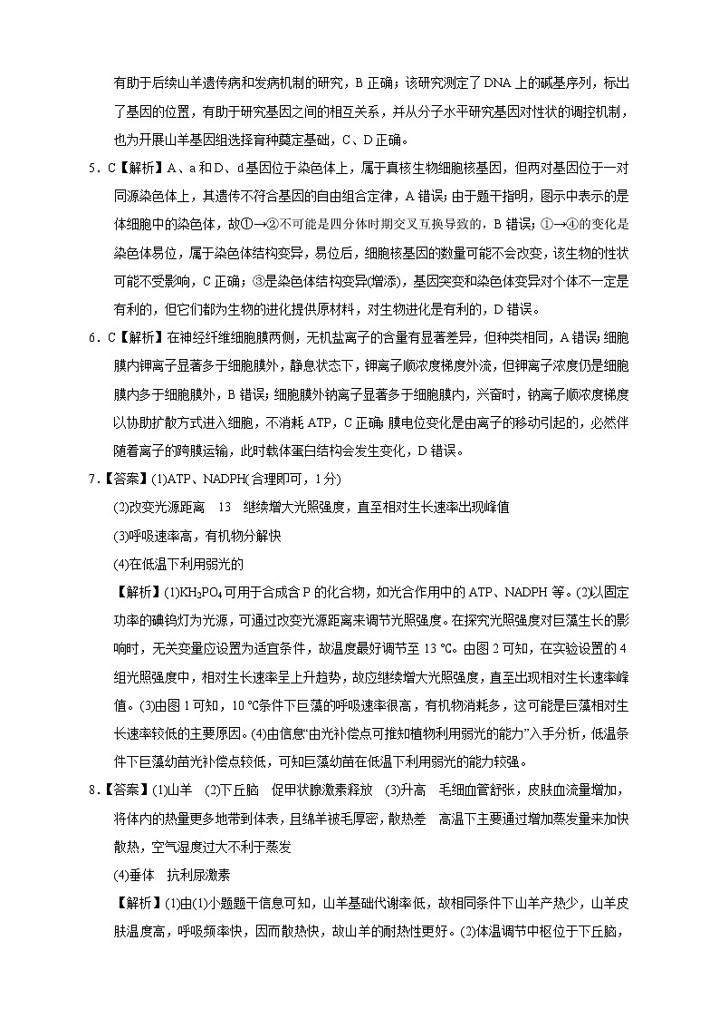 【高考生物模拟】高考名校仿真模拟联考试题(新课标全国卷)(03)02