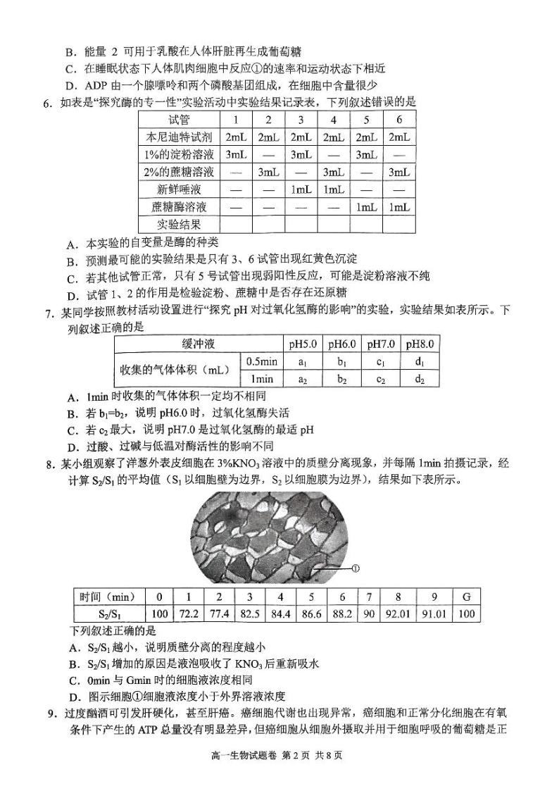 2022-2023学年浙江省杭州市四校高一下学期3月联考试题生物PDF版含答案02